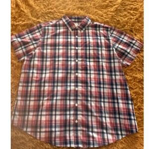 Croft & Barrow Button Down Mens 2XB Red Plaid Easy Care Short Sleeve Shirt
